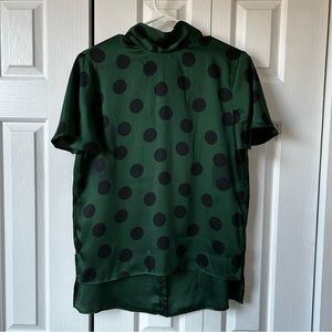 Zara Silky Polka Dot Blouse with Tieback - Size XS